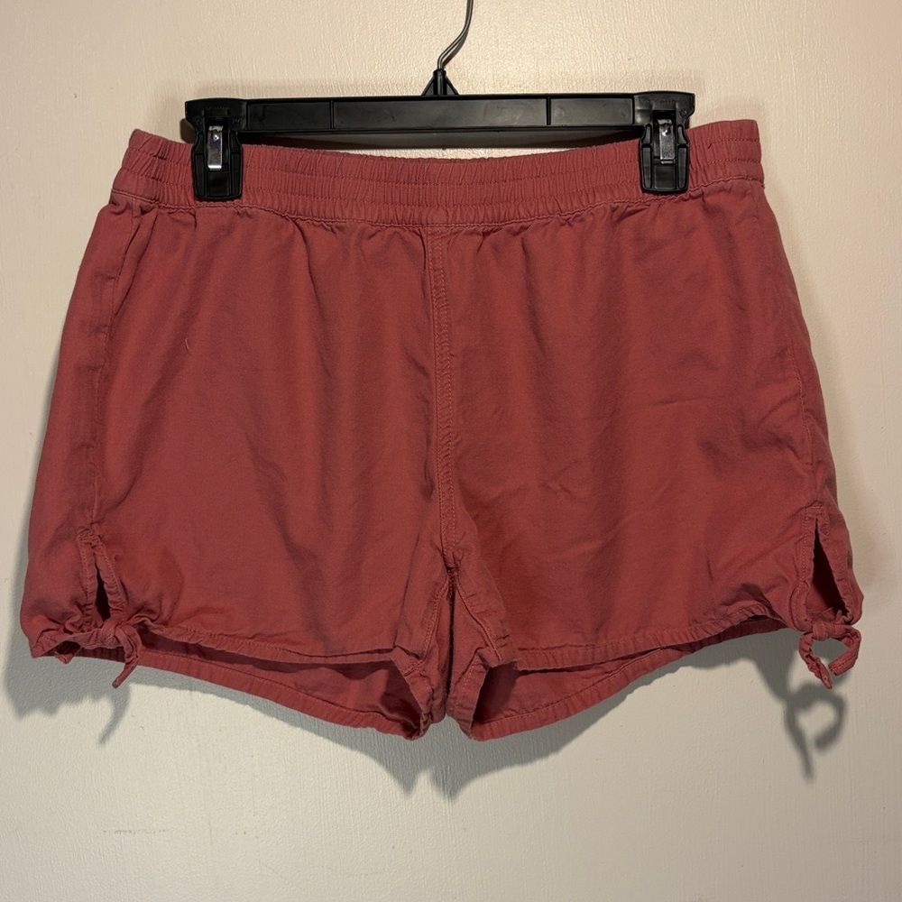 Madewell- Coral Pink Side Tie Detail Elastic Waist Shorts- Size M